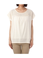 異素材切り替えビジューカットソー