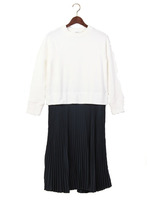 プリーツスカートドッキングワンピース