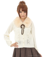 ファーティペット付きカーディガン