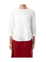 レース切り替え七分袖ブラウス