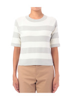 五分袖ボーダーニット