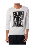 掠れメッセージー7分袖Tシャツ