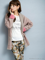 バイカラ―ニットコート