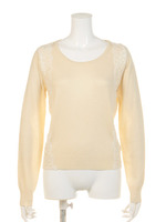 サイドレースパール刺繍ニットトップス