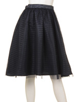 ボーダー×チュールスカート