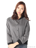 前釦ストライプブルゾン