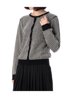 バイカラー格子編ニットカーディガン