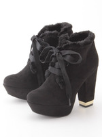 ボアINグログランリボンレースアップショートブーツ