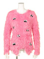 FUNNY EYES SHAGGY KNIT TOPS