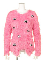 FUNNY EYES SHAGGY KNIT TOPS