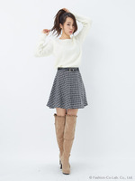 ベルト付ツィードフレア／SK