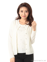 格子ビーズ装飾ニットアンサンブル