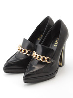 チェーンヒールローファー