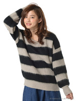 【dazzlin】ふわシャギーボーダー