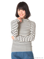 リブハイネック衿パールプルオーバー