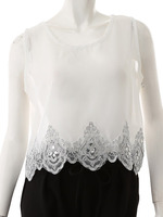 【CEDNIE】裾刺繍シフォントップス