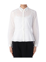 ビジュー衿ペプラムシャツ