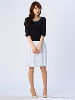 ギンガムチェックフラワータイトスカート