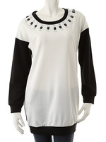 【ECURY】ビジュー付きバイカラーチュニック