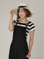 ボーダーフリルニット