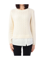 裾シャツレイヤード風ニット