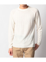 麻混メランジケーブルニット