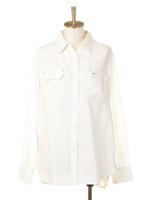 綿麻ホワイトデニムカシュクールシャツ