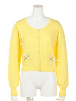 【Fi.n.t】マーガレットリボン刺繍アクリルコットン長袖ニットカーディガン