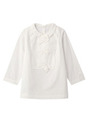 リボン使いラウンドカラー七分袖ブラウス