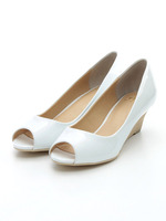 【ヒール5cm】【低反発スポンジ入り】オープンウェッジパンプス