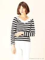 ボーダーオフショルプル