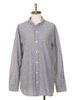 綿ウールストライプボタンダウンチュニック