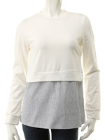 【ECURY】ストライプシャツドッキングトップス