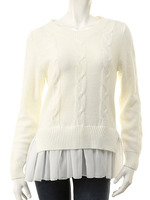 【ECURY】裾シフォンドッキングニット