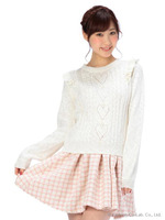 【Tralala】畦フリルハート透かしプルオーバー