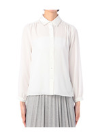 衿ビーズつきギャザー切り替えブラウス