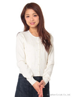 フラワー刺繍クルーニットカーディガン