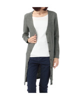 Vネックロングニットソーカーディガン/ダークグレー(013)