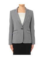 [L]サテン切り替えピンストライプジャケット/ブラック(319)