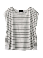 [L]バックスリットボーダープルオーバー/レッド系(368)