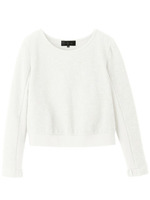 [L]異素材コンビクロップドトップス/ホワイト(003)