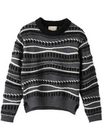 [L]幾何学柄ウールニット/グレー系(514)