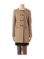 [L]裾切り替えノーカラーダブルコート/ベージュ系(053)