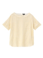 [L]麻ローンストライプブラウス/ネイビー系(395)