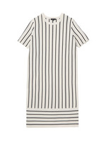 [S]ストライプ切り替えワンピース/ネイビー系(393)