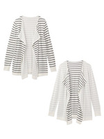 [S]ボーダー×無地リバーシブルカーディガン/ホワイト(001)