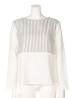 【2ndline】ノーカラーストライプ切替シャツCL−0541/GY