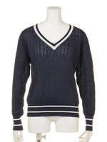 【2ndline】細ケーブル編みチルデンニットトップス/RD