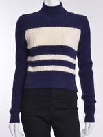 【BIJ】アンゴラケーブルショートKT(ボーダー)/ネイビー