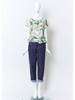 【Bonica Studio】多色ヤシ柄オフショルBL/オレンジ